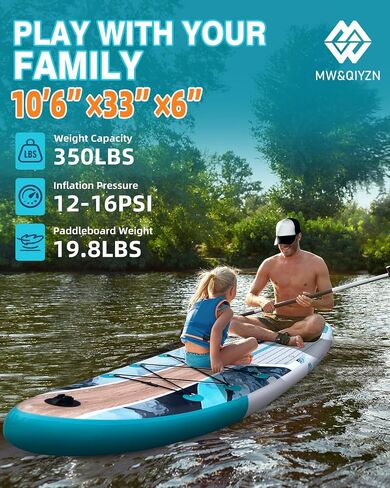 MW&QIYZN Inflatable Stand Up Paddle Boards,10.6 ft Inflatable Paddle Board for Adults, with Premium SUP Board Accessories Non-Slip Comfort Deck for Youth & Adults in Saudi Arabia