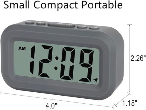 FAMICOZY Small Digital Alarm Clock,Easy to Read,Simple Operation,Constant Backlight On/Off,Crescendo Alarm,9 Min Snooze,12/24Hr,Bedside Travel Alarm Clock,AAA Battery Operated,Black in Kuwait