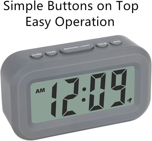 FAMICOZY Small Digital Alarm Clock,Easy to Read,Simple Operation,Constant Backlight On/Off,Crescendo Alarm,9 Min Snooze,12/24Hr,Bedside Travel Alarm Clock,AAA Battery Operated,Black in Kuwait