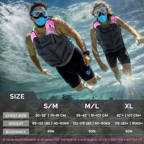 Zetary Inflatable Snorkel Vest - Portable Snorkel Jacket for Adults 90-220 lbs, Lightweight Buoyancy Aid with Quick Inflation, Ideal for Swimming Boating Paddleboarding Water Sports in Saudi Arabia
