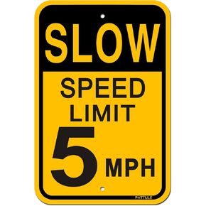 Slow Down Speed Limit 5 MPH Sign (2 Pack), Metal Speed Alert Signs for Street, 18" x 12" Reflective Rust Free Aluminum, Outdoor Use, Waterproof…