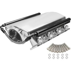 Low Profile For LS3 Intake Manifold EFI Compatible with LS Rectangle Port Head Aluminum (102mm Silver)