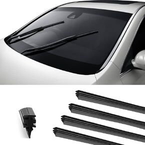4 Pack Windshield Wiper Blades Refills, DIY Adjustable Car Windscreen Wiper Rubber Strips, 26 Inch Car Accessories Frameless Window Boneless Insert Silicone Strips Universal for SUV Truck Van