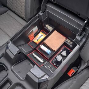 TACORBO Center Console Full Organizer Tray Compatible with Refreshed 2022-2023 2024 2025 Silverado/Sierra 1500,2024 2025 Chevy Silverado/GMC Sierra 2500HD 3500HD,Front Bucket Seats Only