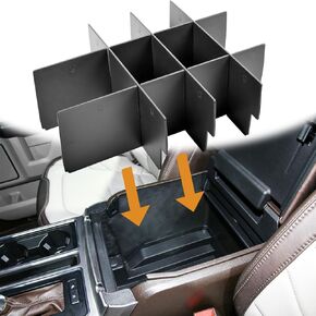 Tacobro Center Center Console منظم الفواصل المتوافقة مع 2015-2018 2019 2020 Ford F150 Absories Black ABS Plastic Renrest Box Insert Secondary Storing ، Comple Console W/Pucket Seats فقط