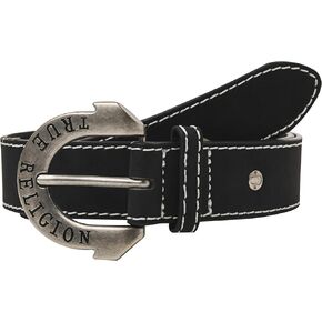 True Religion Belts for Women Womens Belts for Jeans Black Belt Engraved Horseshoe Buckle