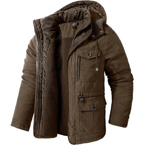 Mr.Stream Men's Winter Hooded Jacket Windproof Sherpa Lined Fleece Windbreaker Coat Outerwear Warm Parka
