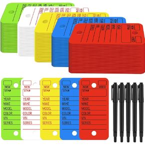 500 Pieces Yellow Dealership Tags Car Key Tags Shop Labels Blank Labeling Tags with Rings and 4 Pieces Pens for Office Car Shop Supplies in Kuwait