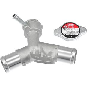 Engine Radiator Filler Neck with Fully Sealed Cap Replacement for Toyota Yaris 2007-2018, No.1650221080/1640136020 Aluminum Silver Tone 1 Set