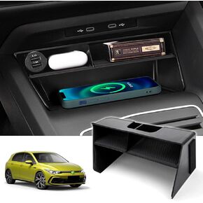 Karltys Center Console Organizer for VW Volkswagen Golf GTI R MK8 2022 2023 2024 2025 Accessories Center Console Insert Tray Secondary Storage Box with Non-Slip Silicone Mat