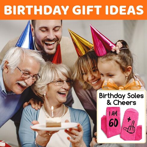 HAPPYPOP 61st Birthday Gifts Ideas for Women - Socks for 61 Year Olds, Best Gifts for 61 Year Old Woman In Dark Pink in Saudi Arabia