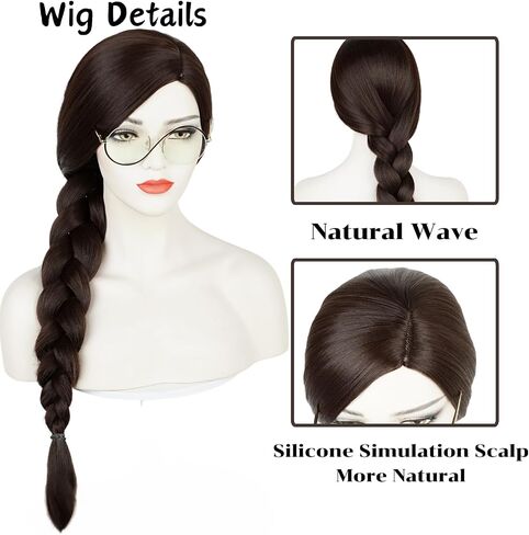 Black Braided Wig for Women Girls, Wednesday Wig Halloween Costume Hair with Braids, Long Middle Part Braided Cosplay Wig No Bangs Heat Resistant Party Wig with Cap in Saudi Arabia