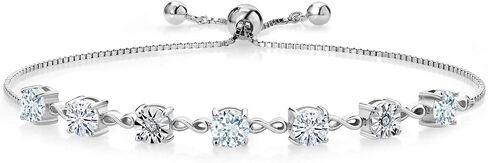 Gem Stone King 925 Sterling Silver Purple Amethyst White Moissanite and Lab Grown Diamond Tennis Bracelet For Women (2.44 Cttw, Gemstone Birthstone, Fully Adjustable Up to 9 Inch) in Saudi Arabia