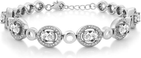 Gem Stone King 925 Sterling Silver Blue Sapphire Tennis Bracelet For Women (7.92 Cttw, Oval 7X5MM, 7 Inch with 1 Inch Extender) in Saudi Arabia