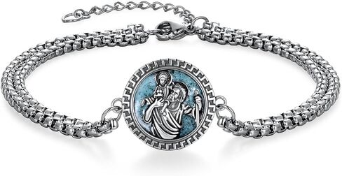 Archangel Raphael Bracelet 925 Sterling Silver St Raphael The Archangel Bracelet Archangel Saint Protection Medal Jewelry Gift for Men Women in Kuwait