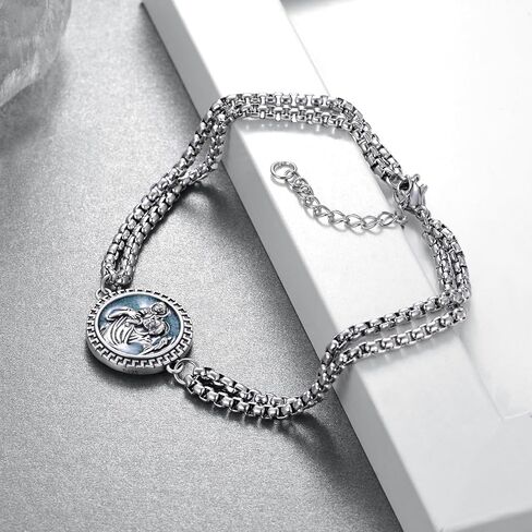 Archangel Raphael Bracelet 925 Sterling Silver St Raphael The Archangel Bracelet Archangel Saint Protection Medal Jewelry Gift for Men Women in Kuwait