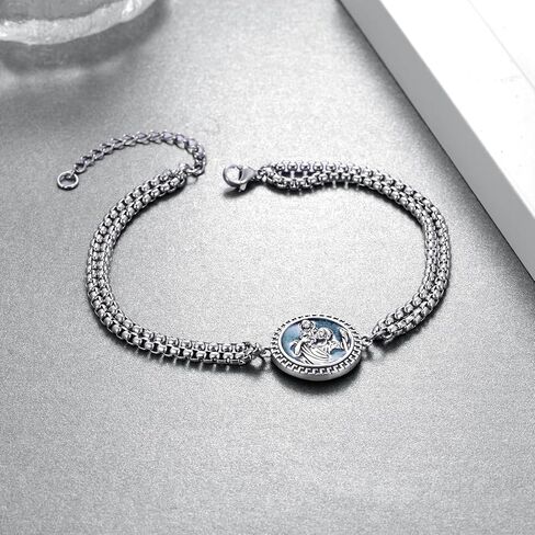 Archangel Raphael Bracelet 925 Sterling Silver St Raphael The Archangel Bracelet Archangel Saint Protection Medal Jewelry Gift for Men Women in Kuwait