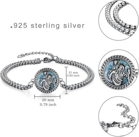 Archangel Raphael Bracelet 925 Sterling Silver St Raphael The Archangel Bracelet Archangel Saint Protection Medal Jewelry Gift for Men Women in Kuwait