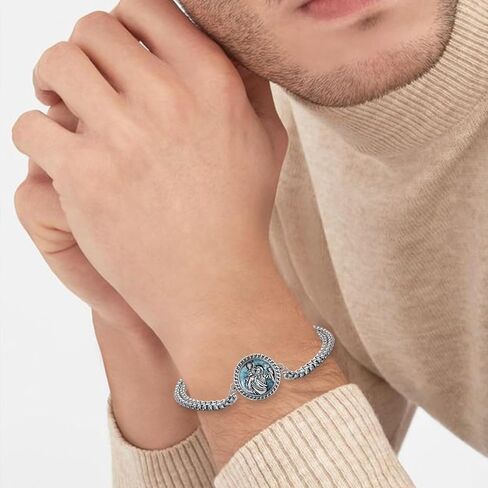Archangel Raphael Bracelet 925 Sterling Silver St Raphael The Archangel Bracelet Archangel Saint Protection Medal Jewelry Gift for Men Women in Kuwait
