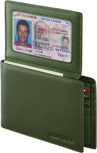 RUNBOX Genuine Leather Wallet for Men, Slim Rfid Blocking Bifold Mens Wallet, 12 Card Slots (2 ID windows) Card Holder Wallet with Gift Box in Saudi Arabia