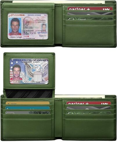 RUNBOX Genuine Leather Wallet for Men, Slim Rfid Blocking Bifold Mens Wallet, 12 Card Slots (2 ID windows) Card Holder Wallet with Gift Box in Saudi Arabia