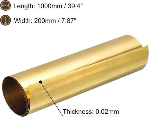 uxcell Brass Sheet Roll, 0.04x100x1000mm Brass Foil Roll Brass Strip Gold for Crafts, Electrical Repairs, Grounding in Saudi Arabia
