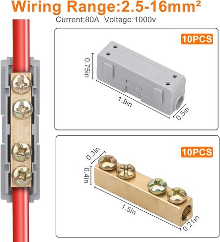 طقم صواميل موصل سلك قياس 6 AWG من Linkstyle 10 قطع، طرف توصيل أسلاك سريع 80 أمبير، طرف توصيل أسلاك سريع in Kuwait