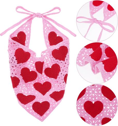 2Pcs Crochet Bandanas Headbands Hairbands Head Hair Scarf for Women Girls Knitted Floral Strawberry Hair Accessories for Hair Styling Festival Holiday Decor (White, Pink) in Kuwait