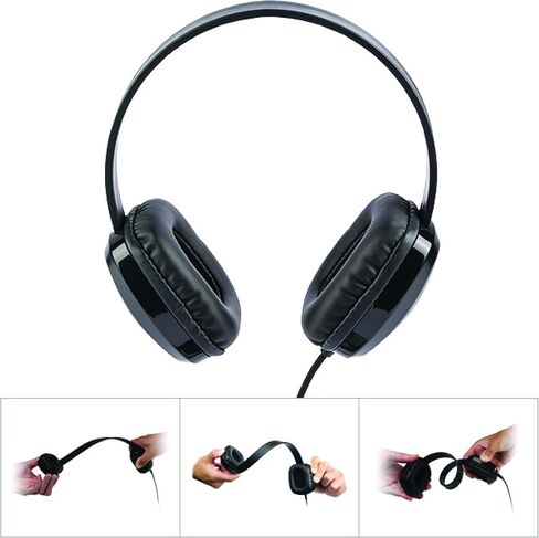 Cyber Acoustics ACM-6005 USB-A Headphones with Reinforced TuffCord | Wired USB Headphones, Larger Earcups, Padded Headband, Durable Design, Classroom or Home, Made with 60% Recycled Plastic in Kuwait