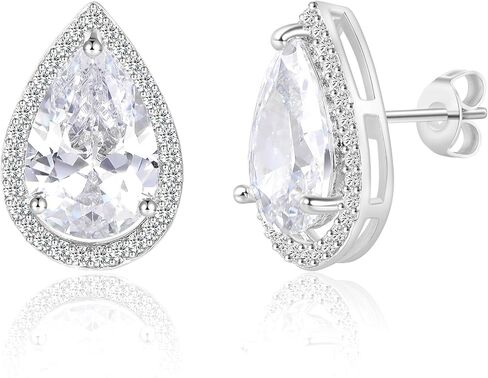 MDFUN Love Knot Earrings 18K White Gold Plated Flower Stud Earrings for Women Cubic Zirconia Earrings in Kuwait