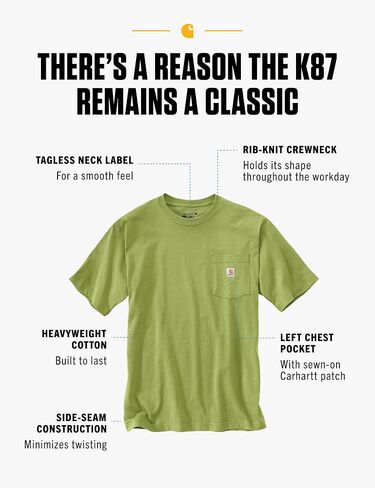 Carhartt Men's Big & Tall Loose Fit Heavyweight Short-Sleeve Pocket T-Shirt, Aventurine in Saudi Arabia