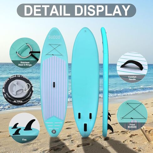 Inflatable Stand Up Paddle Board 10.5'x33 x6 Ultra-Light SUP Stand-Up Paddleboard for Adults & Youth with Backpack, Pump, Paddle, Coil Leash, Triple Fins, Repair Kit in Saudi Arabia