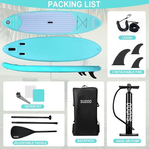 Inflatable Stand Up Paddle Board 10.5'x33 x6 Ultra-Light SUP Stand-Up Paddleboard for Adults & Youth with Backpack, Pump, Paddle, Coil Leash, Triple Fins, Repair Kit in Saudi Arabia