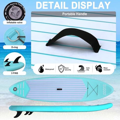 Inflatable Stand Up Paddle Board 10.5'x33 x6 Ultra-Light SUP Stand-Up Paddleboard for Adults & Youth with Backpack, Pump, Paddle, Coil Leash, Triple Fins, Repair Kit in Saudi Arabia