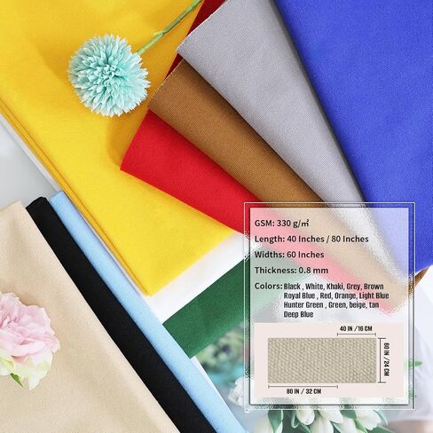 Cotton Canvas Fabric 60x40 Inches, Thick Canvas Fabric, 10oz, Suitable for Painting, Sewing, Bag,Crafts, Embroidery, Handmade Home Decor (Black) in Kuwait