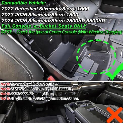 وحدة التحكم في مركز Tacorbo Center Full Organizer Troner مع تحديث 2022-2023 2024 2025 Silverado/Sierra 1500،2024 2025 Chevy Silverado/GMC Sierra 2500HD 3500HD ، مقاعد دلو أمامية فقط in Kuwait