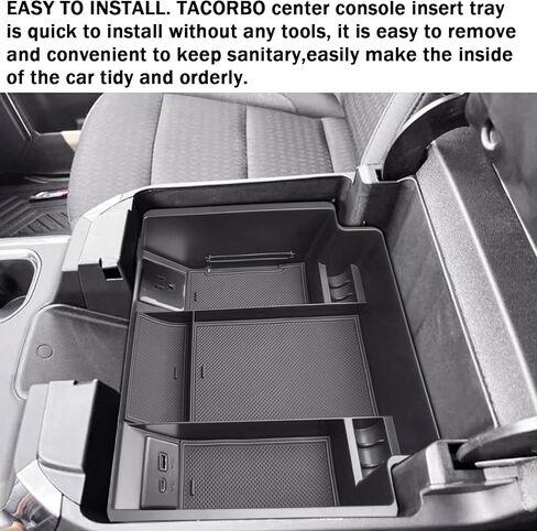 TACORBO Center Console Full Organizer Tray Compatible with Refreshed 2022-2023 2024 2025 Silverado/Sierra 1500,2024 2025 Chevy Silverado/GMC Sierra 2500HD 3500HD,Front Bucket Seats Only in Saudi Arabia