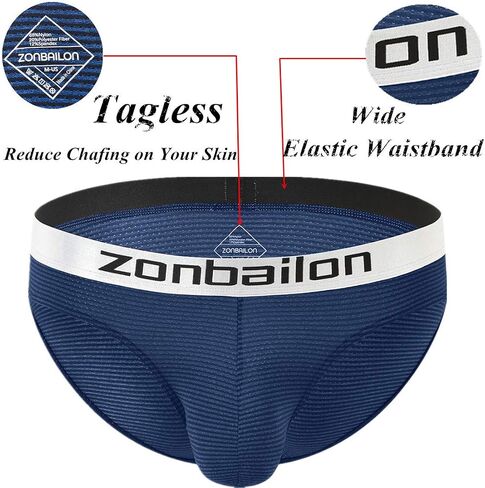 ZONBAILON Men's Striped Underwear Soft Breathable with Tiny Holes Sweat Absorbing Bulge Contour and Ball Pouch Male Briefs in Kuwait