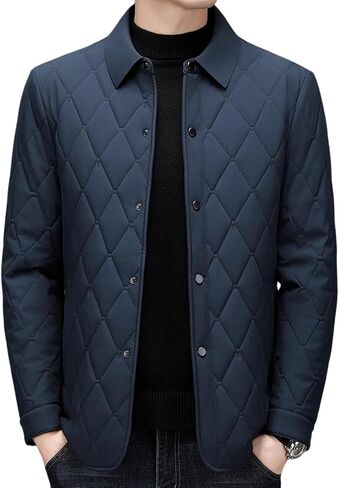 Mens Jacket Lightweight Spring Fall Warm Coat Business Casual windbreaker Jacket Quilted jackets for Men in Saudi Arabia