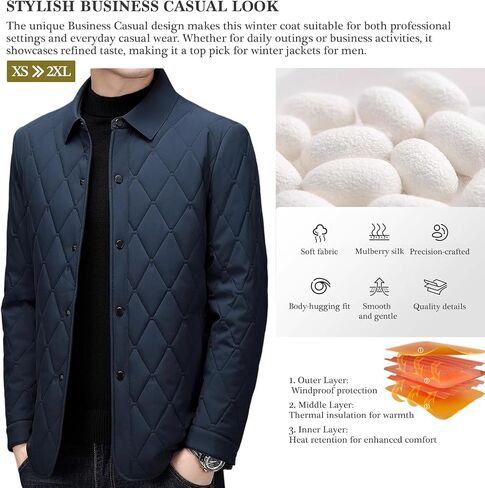 Mens Jacket Lightweight Spring Fall Warm Coat Business Casual windbreaker Jacket Quilted jackets for Men in Saudi Arabia
