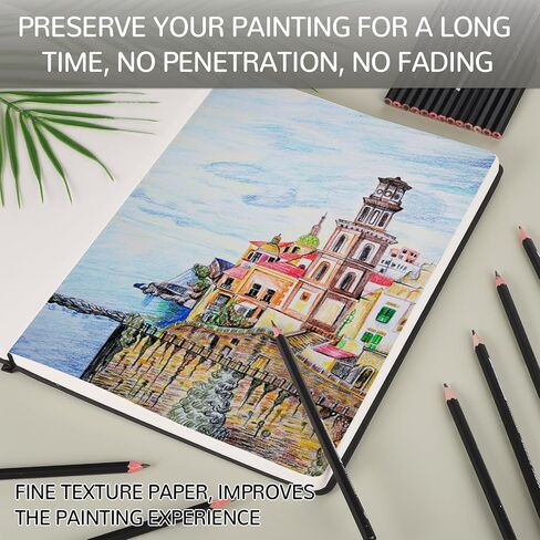 كتاب رسم بغلاف مقوى، 160 صفحة/80 ورقة لوحة رسم مربعة، دفتر رسم ورقي سميك للرسم 8 × 8 بوصة، 110 رطل/180 جرامًا للمتر المربع مجلة فنية للمراهقين والبالغين والفنانين وهدايا عيد الميلاد in Saudi Arabia