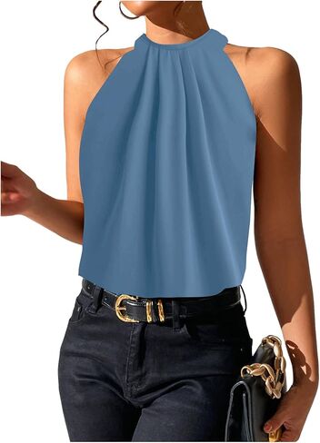 SOLY HUX Women's Halter Tops Tank Top Summer Casual Sleeveless Tunic Blouses in Kuwait