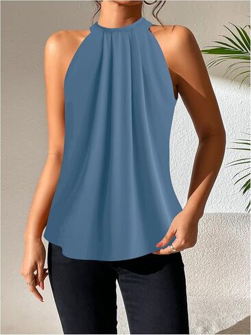 SOLY HUX Women's Halter Tops Tank Top Summer Casual Sleeveless Tunic Blouses in Kuwait