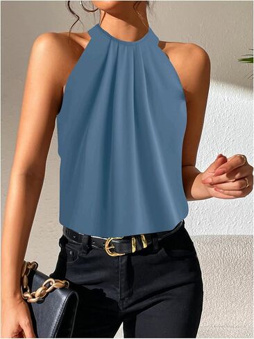 SOLY HUX Women's Halter Tops Tank Top Summer Casual Sleeveless Tunic Blouses in Kuwait