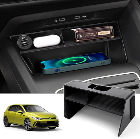 Karltys Center Console Organizer for VW Volkswagen Golf GTI R MK8 2022 2023 2024 2025 Accessories Center Console Insert Tray Secondary Storage Box with Non-Slip Silicone Mat in Saudi Arabia