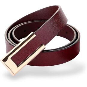 Women's Belt Genuine Leather Belts Durable Waist Belt Gold Solid Color Buckle Waistband For Pants, Jeans. Width 0.80"