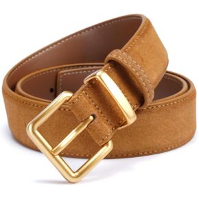 Wide Suede Belt Women Genuine Leather Ladies Waist Belt for Jeans Dress Casual Square Gold Buckle