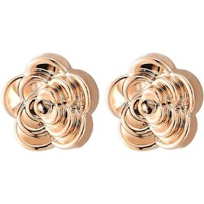 Unique Womens Magnetic Rose Gold Camellia Flower Stud Earring, Non-Piercing Clip On Fake Ear