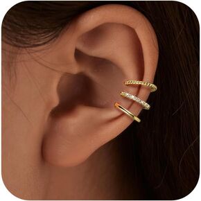 Gold Plated Ear Cuffs Non Piercing Dainty Earring Set for Women S925 Sterling Silver Clip on Cartilage Hoop Earring CZ Fake Earrings Birthday Jewelry for Mom Daughter Graduation Gifts in Kuwait