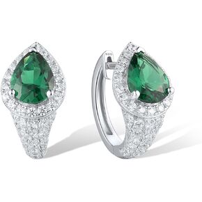 Santuzza Sterling Silver Hoop Earrings Cubic Zirconia Round Cuff Pierced Earrings for Women